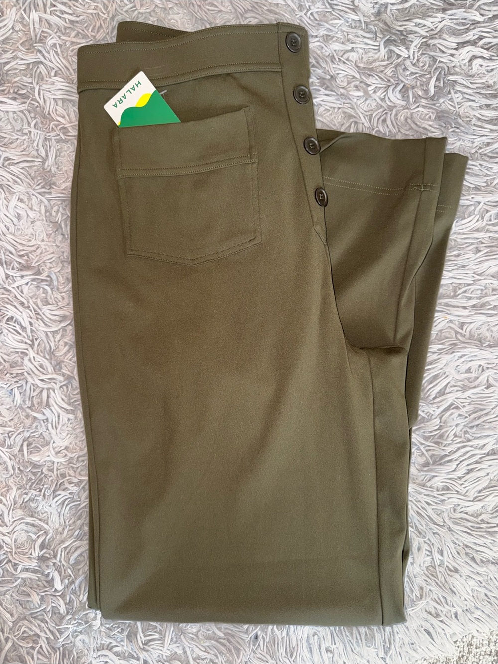 NWT Halara XL Olive High Waisted Wide Leg Button Front Pants 4 Pocket